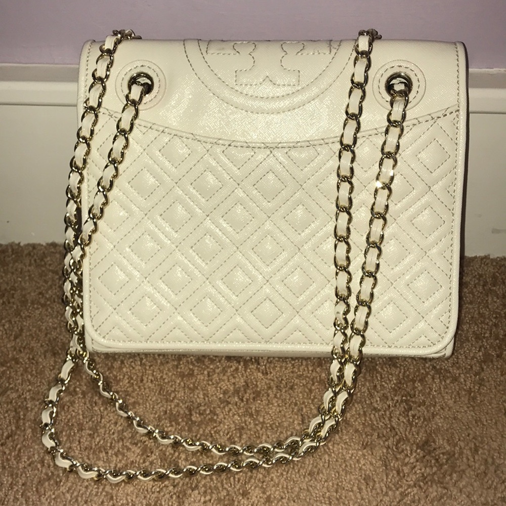 Tory Burch White “Fleming” Convertible Crossbody